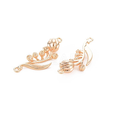 Brass Birth Flower Connector Charms KK-S364-235-1