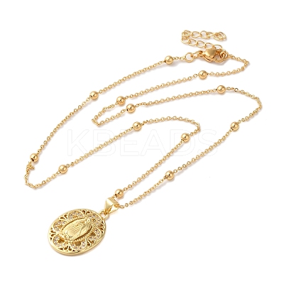 Brass Micro Pave Clear Cubic Zirconia Pendant Necklaces for Women NJEW-S429-03G-03-1
