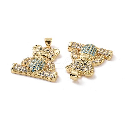 Brass Cubic Zirconia Pendants KK-G453-20G-1