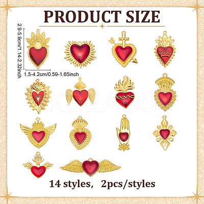 28Pcs 14 Styles DIY Heart Jewelry Making Findings Kits FIND-ME0001-88-1