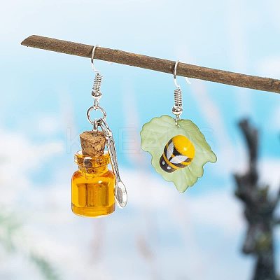 Bees Alloy Resin Dangle Earrings FS-WGAE13C-01-1