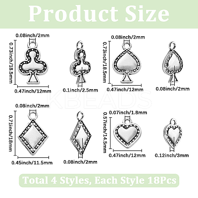 72Pcs 4 Styles Tibetan Style Alloy Pendants FIND-SC0019-40AS-1