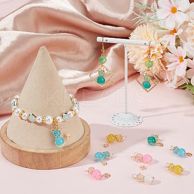 40Pcs 5 Colors Imitation Jade Glass Beads Pendants FIND-SC0009-72-1