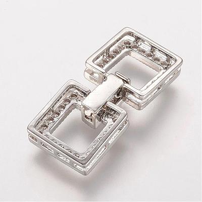 Brass Micro Pave Cubic Zirconia Fold Over Clasps ZIRC-J016-04P-1