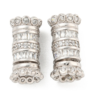 925 Sterling Silver Micro Pave Cubic Zirconia Screw Clasps STER-U001-05A-P-1