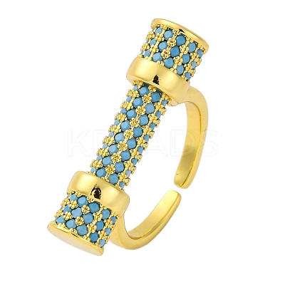 Rack Plating Brass Micro Pave Cubic Zirconia Cuff Rings for Women KK-M021-02G-02-1