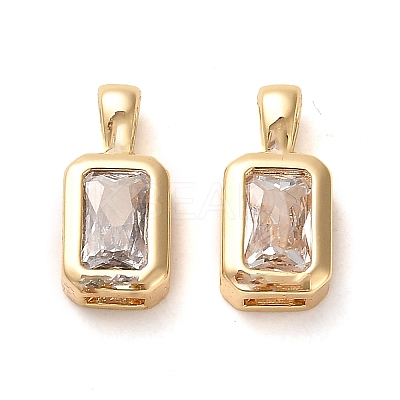 Brass Micro Pave Cubic Zirconia Charms KK-F870-05G-1