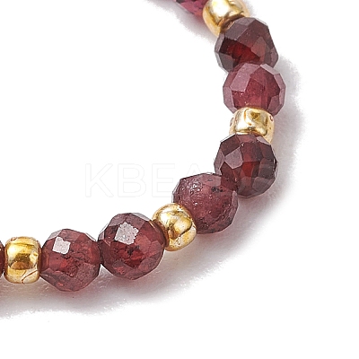 Natural Garnet Beaded Stretch Rings for Women RJEW-JR00868-01-1
