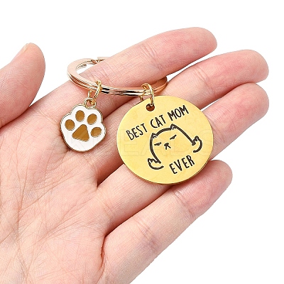 Alloy Enamel with Rhinestone & 201 Stainless Steel Keychain KEYC-YW00101-01-1