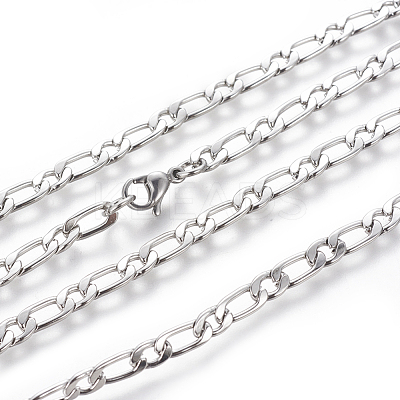 Non-Tarnish 304 Stainless Steel Figaro Chain Necklaces NJEW-E143-05P-1