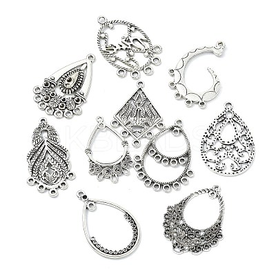 40Pcs 10 Styles Tibetan Style Retro Zinc Alloy Connector Charms FIND-CJ0003-60-1