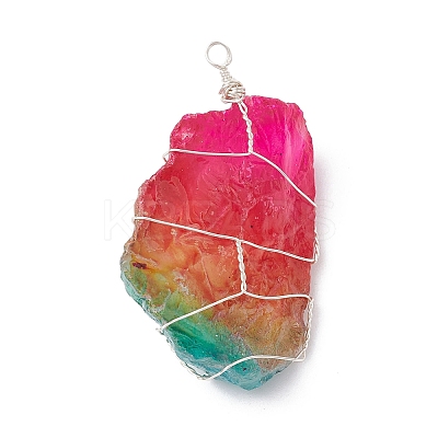 Electroplated Raw Rough Natural Quartz Copper Wire Wrapped Big Pendants PALLOY-JF02283-02-1