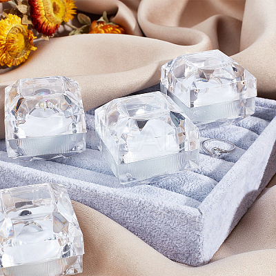 Acrylic Jewelry Ring Box LS-CON-WH0085-10A-1