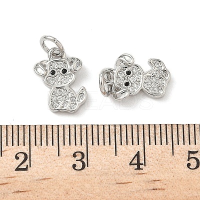 Brass Micro Pave Clear Cubic Zirconia Pendants KK-H076-20P-1