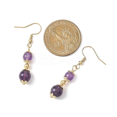 Natural Amethyst Round Dangle Earrings EJEW-JE06822-01-1