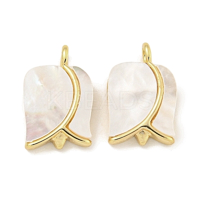 Brass Pave Sea Shell Rose Flower Charms KK-Q820-17G-1