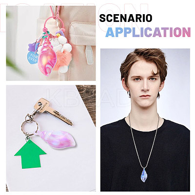24Pcs 6 Colors UV Plating Iridescent Acrylic Imitation Conch Pendants MACR-CA0001-43-1