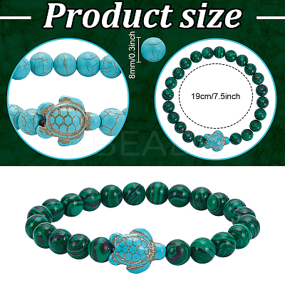 8Pcs 8 Colors Resin Tortoise Beaded Stretch Bracelets Set BJEW-AN0001-16-1