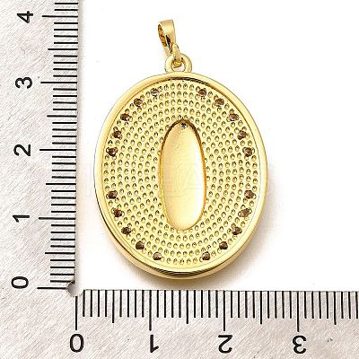 Religion Themed Rack Plating Brass Micro Pave Cubic Zirconia Pendants KK-L226-007G-06-1