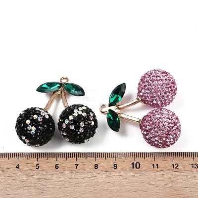 Alloy Clay Rhinestone Pendants RB-P038-01G-1