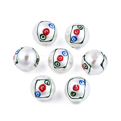 Mahjong Theme ABS Plastic Imitation Pearl Enamel Beads KY-G020-04D-1