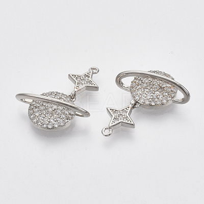 Brass Micro Pave Cubic Zirconia Pendants X-KK-T050-42P-NF-1