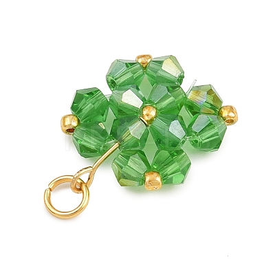 5Pcs 5 Colors Transparent Glass Beads Pendants PALLOY-JF04465-01-1