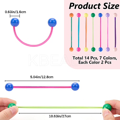 7Pcs 7 Styles Candy Color Acrylic Round Hair Ties OHAR-CP0001-22A-1