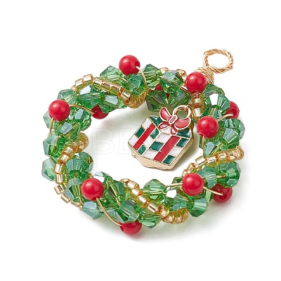 Christmas Theme Handmade Weave Seed Beads Pendants PALLOY-JF02838-1