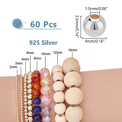 60Pcs 925 Sterling Silver Beads STER-PH0001-59-1