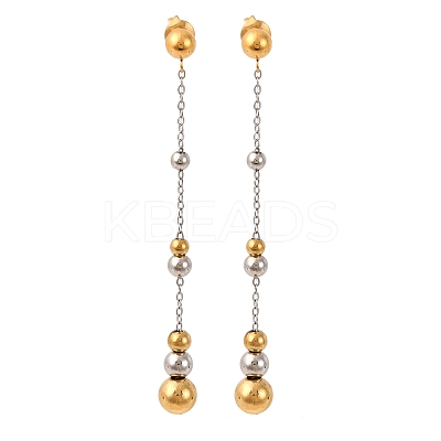 304 Stainless Steel Two Tone Round Tassel Stud Earrings EJEW-A136-05A-GP-1