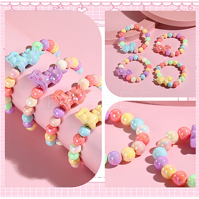 120Pcs 8 Colors Opaque Acrylic Beads MACR-PA0001-12-1