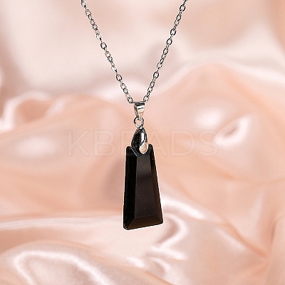Natural Obsidian Trapezoid Pendant Necklaces PW-WG52881-06-1