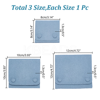 3Pcs 3 Styles Microfiber Flip Jewelry Bags ABAG-AR0001-06B-1