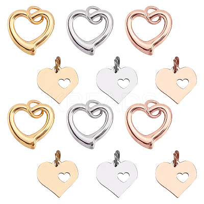 24Pcs 2 Style 304 Stainless Steel Pendants STAS-GA0001-19-1