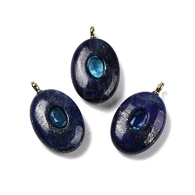 Dyed Natural Lapis Lazuli & Cubic Zirconia Pendants G-Z076-01G-08-1