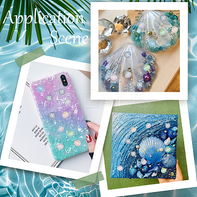 360Pcs 6 Colors  Rainbow Iridescent Plating Transparent Resin Decoden Cabochons RESI-SC0005-64-1