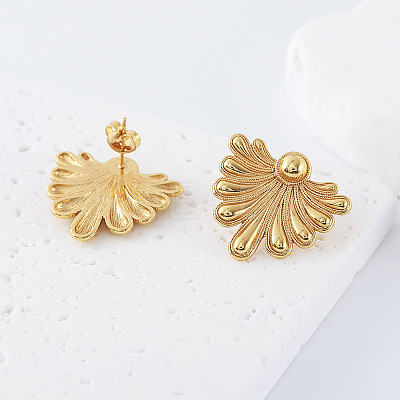 304 Stainless Steel Fan-Shaped Flower Stud Earrings for Women CO6863-1