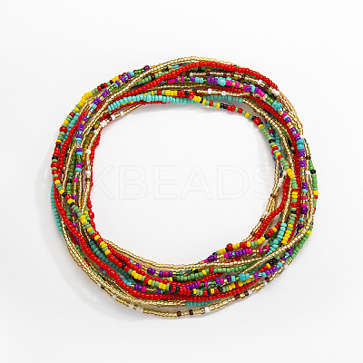 7Pcs 7 Colors Boho Glass Seed Beaded Waist Chains for Women WGEA542-01-1