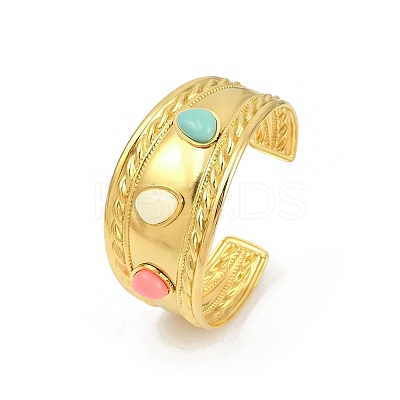 304 Stainless Steel Wide Cuff Bangles for Women BJEW-K285-02G-1