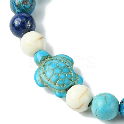 Summer Beach Turtle/Starfish Dyed Synthetic Turquoise Bracelets BJEW-JB10896-1