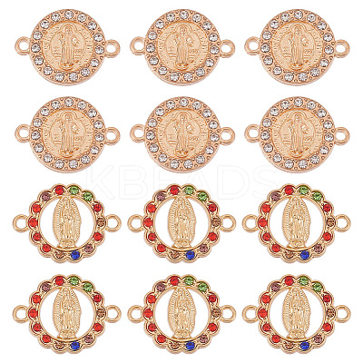 40Pcs 2 Styles Flat Round Alloy Connector Charms FIND-GO0001-33-1