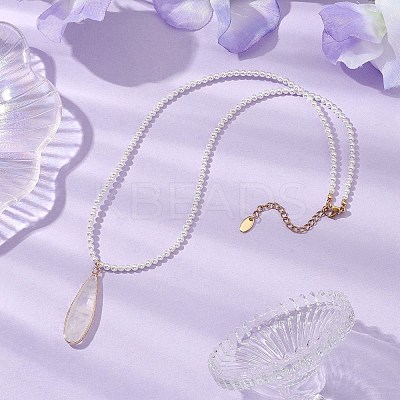 Shell Pearl Beaded Necklaces for Women NJEW-JN04980-1