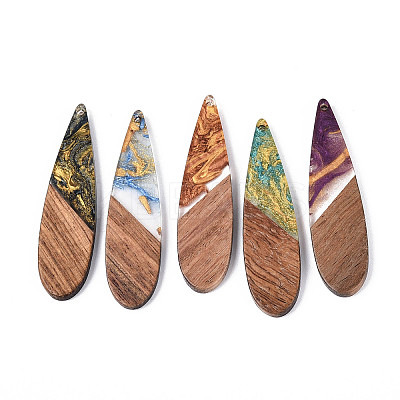 Opaque Resin & Walnut Wood Pendants RESI-T060-56M-1