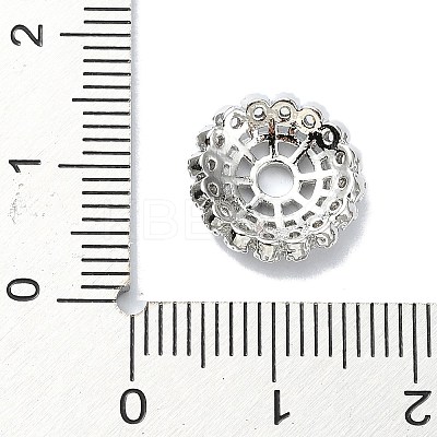 Rack Plating Brass Micro Pave Clear Cubic Zirconia Bead Caps KK-U014-11A-P-1