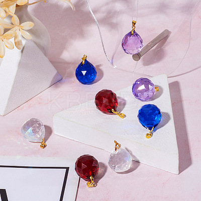 8Pcs 4 Colors Transparent K9 Glass Pendants FIND-TA0003-17-1