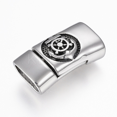 304 Stainless Steel Magnetic Clasps with Glue-in Ends STAS-F130-01AS-1