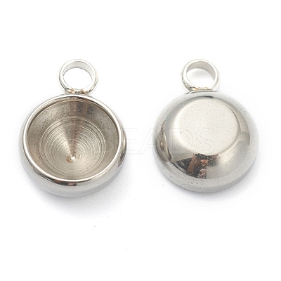 Non-Tarnish 202 Stainless Steel Pendant Rhinestone Settings X-STAS-F266-24P-1