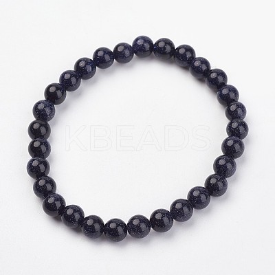 Synthetic Blue Goldstone Stretch Bracelets G-N0263-02-1
