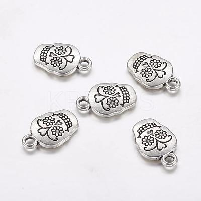 Mexico Holiday Day of the Dead Sugar Skull Tibetan Style Alloy Metal Pendants X-TIBEP-21061-AS-FF-1